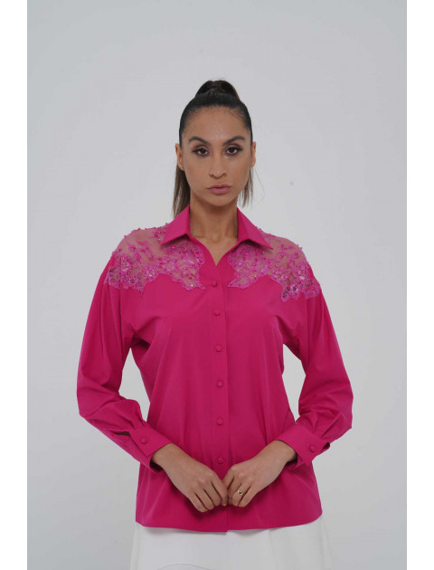 SHIRT WITH LACE SHOULDER